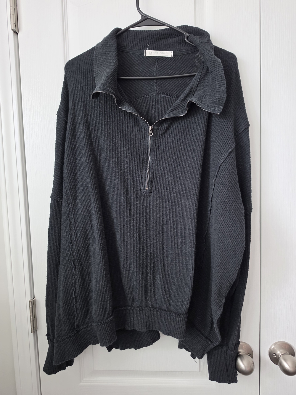 We The Free Black Ribbed Half-Zip Pullover
